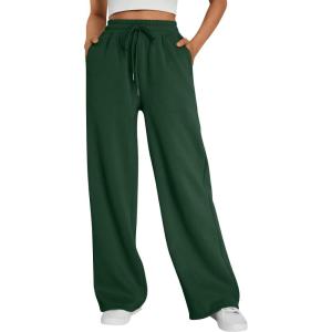 imageTrendy Queen Womens Wide Leg Fleece Lined Sweatpants Winter Baggy Lounge Travel Pants Fashion Outfits 2025 Joggers ClothesGreen