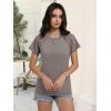 imageWomens Lace Short Sleeve Tops Dressy Casual Blouses Business Work Shirts 2025 Trendy Summer T ShirtBrown