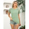 imageWomens Lace Short Sleeve Tops Dressy Casual Blouses Business Work Shirts 2025 Trendy Summer T ShirtGreen