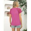 imageWomens Lace Short Sleeve Tops Dressy Casual Blouses Business Work Shirts 2025 Trendy Summer T ShirtHot Pink