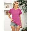 imageWomens Lace Short Sleeve Tops Dressy Casual Blouses Business Work Shirts 2025 Trendy Summer T ShirtHot Pink