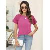 imageWomens Lace Short Sleeve Tops Dressy Casual Blouses Business Work Shirts 2025 Trendy Summer T ShirtHot Pink
