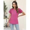 imageWomens Lace Short Sleeve Tops Dressy Casual Blouses Business Work Shirts 2025 Trendy Summer T ShirtHot Pink