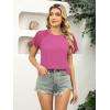 imageWomens Lace Short Sleeve Tops Dressy Casual Blouses Business Work Shirts 2025 Trendy Summer T ShirtHot Pink