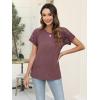 imageWomens Lace Short Sleeve Tops Dressy Casual Blouses Business Work Shirts 2025 Trendy Summer T ShirtWine Red