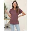 imageWomens Lace Short Sleeve Tops Dressy Casual Blouses Business Work Shirts 2025 Trendy Summer T ShirtWine Red