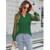 imageWomens Mesh Long Sleeve Shirts Dressy Casual V Neck Blouses Business Work TopsGreen