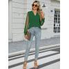 imageWomens Mesh Long Sleeve Shirts Dressy Casual V Neck Blouses Business Work TopsGreen