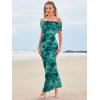 imageWedding Guest Dresses for Women 2025 Floral Formal Cocktail Maxi Styles Off The Shoulder Stretch Sexy Bodycon DressGreen Floral