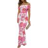 imageWedding Guest Dresses for Women 2025 Floral Formal Cocktail Maxi Styles Off The Shoulder Stretch Sexy Bodycon DressWhite Floral
