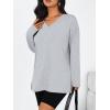 imageTrendy Queen Womens Oversized Long Sleeve T Shirts Side Slit Workout Tops Fall Fashion Plus Size Gym V Neck Basic Y2k TeesGrey