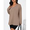 imageTrendy Queen Womens Oversized Long Sleeve T Shirts Side Slit Workout Tops Fall Fashion Plus Size Gym V Neck Basic Y2k TeesKhaki