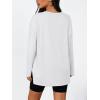 imageTrendy Queen Womens Oversized Long Sleeve T Shirts Side Slit Workout Tops Fall Fashion Plus Size Gym V Neck Basic Y2k TeesWhite