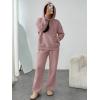 imageTrendy Queen Womens 2 Piece Outfits Lounge Fall Fashion Sets Oversized Sweatshirts Wide Leg Pants Sweatsuits Winter ClothesDark Pink