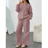 imageTrendy Queen Womens 2 Piece Outfits Lounge Fall Fashion Sets Oversized Sweatshirts Wide Leg Pants Sweatsuits Winter ClothesDark Pink