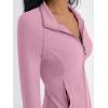 imageTrendy Queen Womens Full Zip Up Scrubs Lightweight Jacket Cropped Long Sleeve Workout Sweatshirts Slim Fit Running HoodiesLight Pink