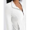 imageTrendy Queen Womens Full Zip Up Scrubs Lightweight Jacket Cropped Long Sleeve Workout Sweatshirts Slim Fit Running HoodiesWhite