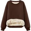 imageTrendy Queen Fleece Sherpa Lined Sweatshirts for Women 2025 Fall Fashion Winter Crewneck Pullover Hoodies Outfits ClothesChocolate Brown