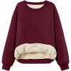 imageTrendy Queen Fleece Sherpa Lined Sweatshirts for Women 2025 Fall Fashion Winter Crewneck Pullover Hoodies Outfits ClothesWine Red