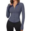imageTrendy Queen Womens Full Zip Up Scrubs Lightweight Jacket Cropped Long Sleeve Workout Sweatshirts Slim Fit Running HoodiesNavy Blue