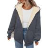 imageTrendy Queen Zip Up Hoodies for Women Fleece Lined Jackets Winter Coats Long Sleeve Sweatshirts Pullover Fall ClothesDarkgrey