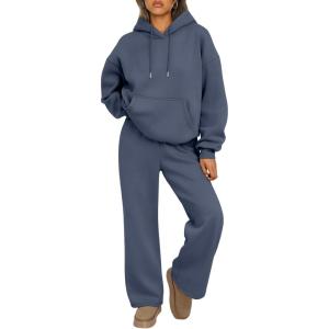 imageTrendy Queen Womens 2 Piece Outfits Lounge Fall Fashion Sets Oversized Sweatshirts Wide Leg Pants Sweatsuits Winter ClothesDustyblue