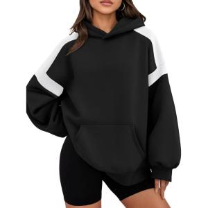 imageTrendy Queen Womens Oversized Hoodies Color Block Fall Fashion 2025 Casual Long Sleeve Sweatshirts Y2k Winter ClothesBlack