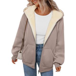 imageTrendy Queen Zip Up Hoodies for Women Fleece Lined Jackets Winter Coats Long Sleeve Sweatshirts Pullover Fall ClothesCoffeegrey