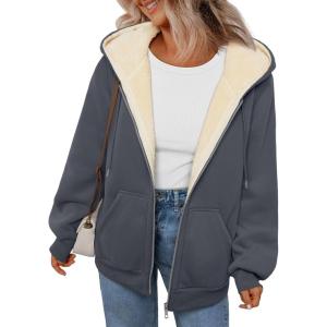 imageTrendy Queen Zip Up Hoodies for Women Fleece Lined Jackets Winter Coats Long Sleeve Sweatshirts Pullover Fall ClothesDarkgrey