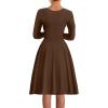 imageKaximil Womens Long Sleeve V Neck A Line Formal Dress Ruffle Flowy Cocktail Party Midi DressesCoffee