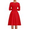imageKaximil Womens Long Sleeve V Neck A Line Formal Dress Ruffle Flowy Cocktail Party Midi DressesRed
