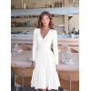 imageKaximil Womens Long Sleeve V Neck A Line Formal Dress Ruffle Flowy Cocktail Party Midi DressesWhite