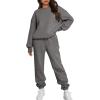 imageTrendy Queen Sweatsuits Women 2 Piece Outfits Two Piece Crewneck Sweatshirts Sets Lounge Fall Sweatpants 2025 TracksuitsBlackgrey