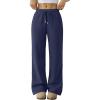 imageTrendy Queen Womens Wide Leg Sweatpants Baggy Barrel Pants with Pockets High Waist Lounge Joggers for Fall WinterNavy