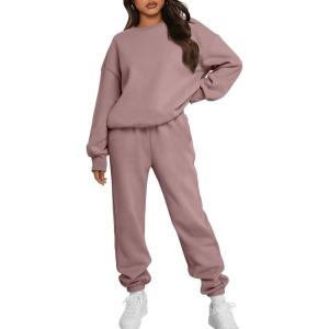 imageTrendy Queen Sweatsuits Women 2 Piece Outfits Two Piece Crewneck Sweatshirts Sets Lounge Fall Sweatpants 2025 TracksuitsDarkpink