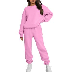 imageTrendy Queen Sweatsuits Women 2 Piece Outfits Two Piece Crewneck Sweatshirts Sets Lounge Fall Sweatpants 2025 TracksuitsLightpink