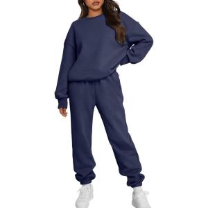 imageTrendy Queen Sweatsuits Women 2 Piece Outfits Two Piece Crewneck Sweatshirts Sets Lounge Fall Sweatpants 2025 TracksuitsNavyblue