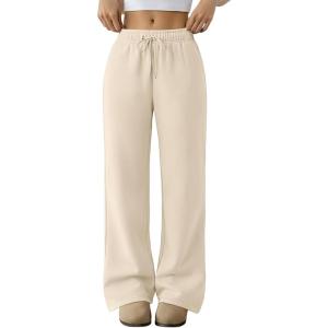imageTrendy Queen Womens Wide Leg Sweatpants Baggy Barrel Pants with Pockets High Waist Lounge Joggers for Fall WinterBeige