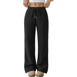 imageTrendy Queen Womens Wide Leg Sweatpants Baggy Barrel Pants with Pockets High Waist Lounge Joggers for Fall WinterBlack