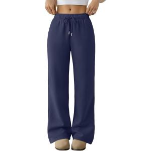 imageTrendy Queen Womens Wide Leg Sweatpants Baggy Barrel Pants with Pockets High Waist Lounge Joggers for Fall WinterNavy