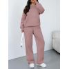 image:imageTrendy Queen 2 Piece Lounge Sweat Sets Plus Size Fall Fashion Matching Sweatsuits Wide Leg Pants Travel Outfit Winter ClothesDarkpink