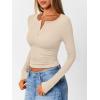 image:imageTrendy Queen Long Sleeve Henley Shirts for Women Fall Winter Ribbed Thermal Tops Casual Blouses Basics Tees Cute SweatersApricot