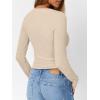 image:imageTrendy Queen Long Sleeve Henley Shirts for Women Fall Winter Ribbed Thermal Tops Casual Blouses Basics Tees Cute SweatersApricot