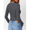 image:imageTrendy Queen Long Sleeve Henley Shirts for Women Fall Winter Ribbed Thermal Tops Casual Blouses Basics Tees Cute SweatersDark Grey