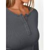 image:imageTrendy Queen Long Sleeve Henley Shirts for Women Fall Winter Ribbed Thermal Tops Casual Blouses Basics Tees Cute SweatersDark Grey