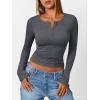 image:imageTrendy Queen Long Sleeve Henley Shirts for Women Fall Winter Ribbed Thermal Tops Casual Blouses Basics Tees Cute SweatersDark Grey