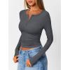 image:imageTrendy Queen Long Sleeve Henley Shirts for Women Fall Winter Ribbed Thermal Tops Casual Blouses Basics Tees Cute SweatersDark Grey