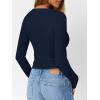 image:imageTrendy Queen Long Sleeve Henley Shirts for Women Fall Winter Ribbed Thermal Tops Casual Blouses Basics Tees Cute SweatersNavyblue