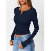 image:imageTrendy Queen Long Sleeve Henley Shirts for Women Fall Winter Ribbed Thermal Tops Casual Blouses Basics Tees Cute SweatersNavyblue