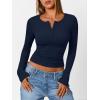 image:imageTrendy Queen Long Sleeve Henley Shirts for Women Fall Winter Ribbed Thermal Tops Casual Blouses Basics Tees Cute SweatersNavyblue